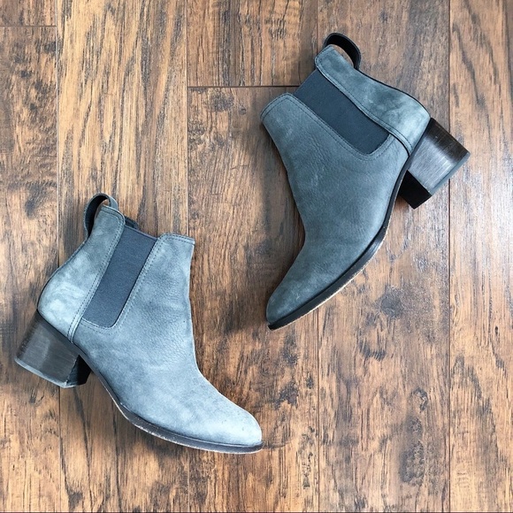 rag & bone • Walker chelsea boot ankle bootie Charcoal grey nubuck leather heel - Picture 4 of 16